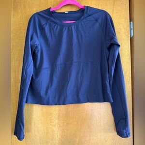 Navy Lululemon long sleeve crop top, 6